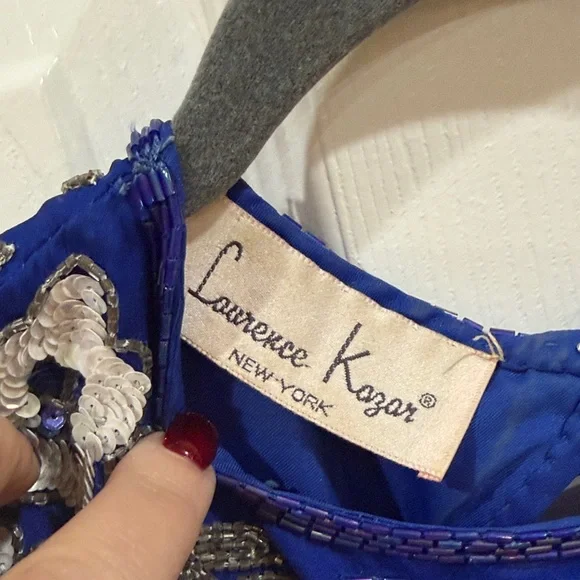 Laurence Kazar vintage Blue Embroidered Dress size small - Picture 6 of 12